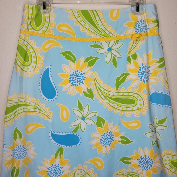 Lilly Pulitzer A-Line Skirt Paisley Sunflower, Size 6 - Picture 2 of 7